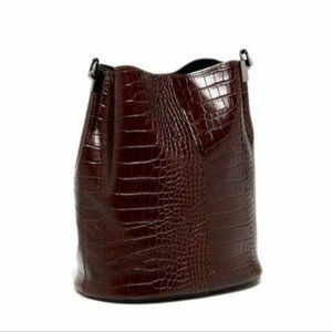 Maison Heritage Bucket Bag Shoulder Purse Croc Leather $300 Tote brown Nordstrom